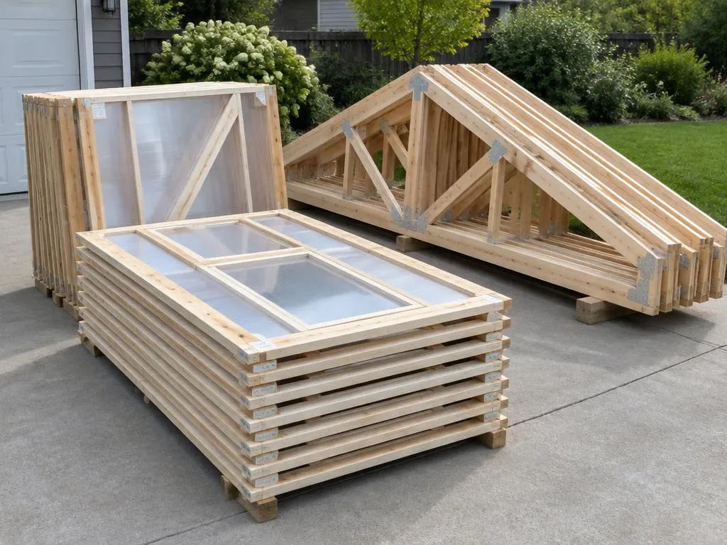 Pre-built greenhouse kit panels and trusses